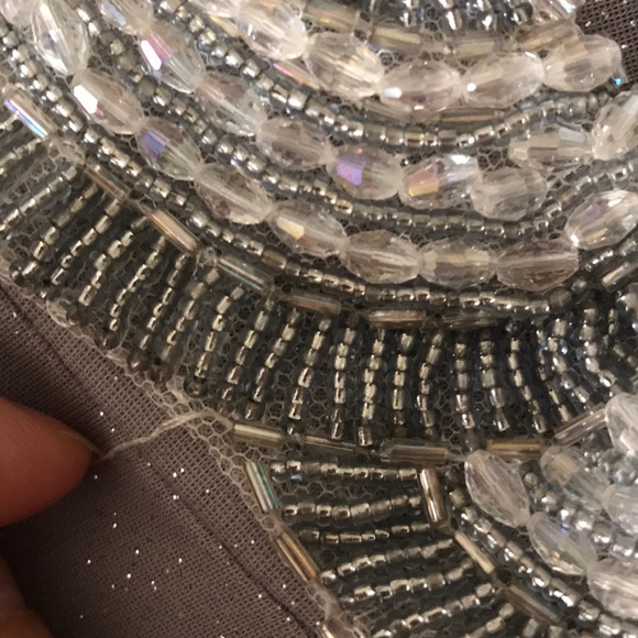 Silver Bridesmaids Dress with Beading - Picture 7 of 8